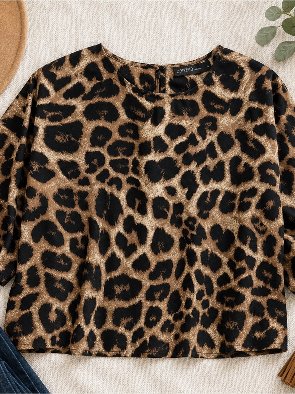 Zanzea Women's Leopard Print Brown & Black Blouse